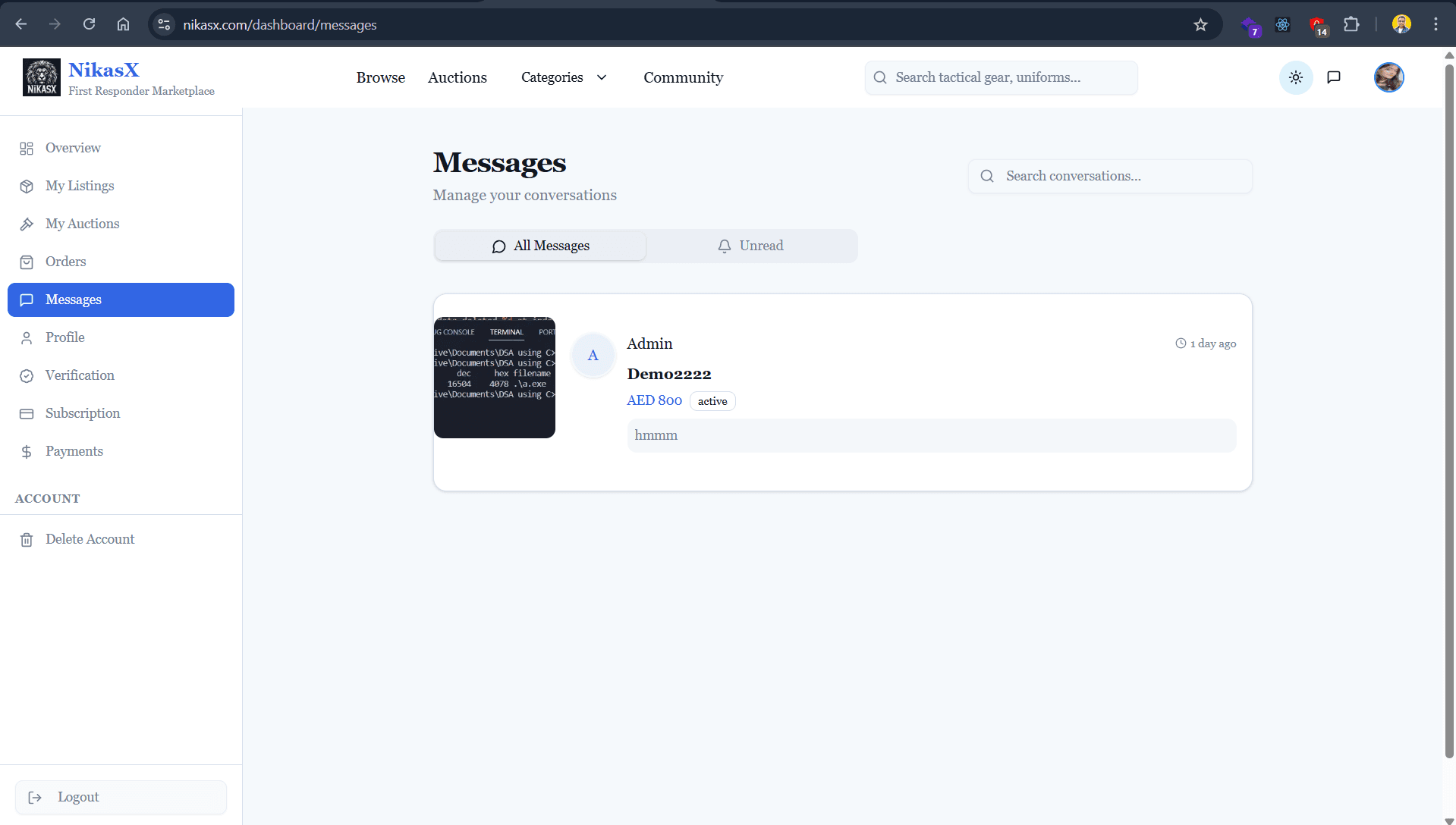 Nikasx marketplace homepage